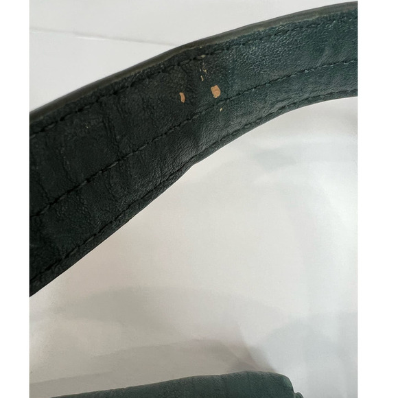 Jessica Simpson Large Green Faux Leather Shoulder Tote Handbag Purse Silver - Picture 3 of 10